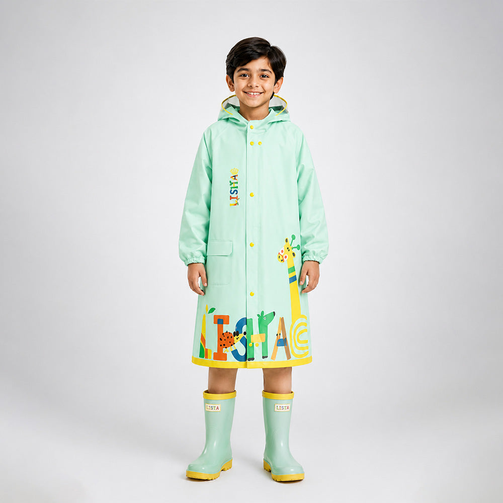 Giraffe Knee Length Raincoat for Kids