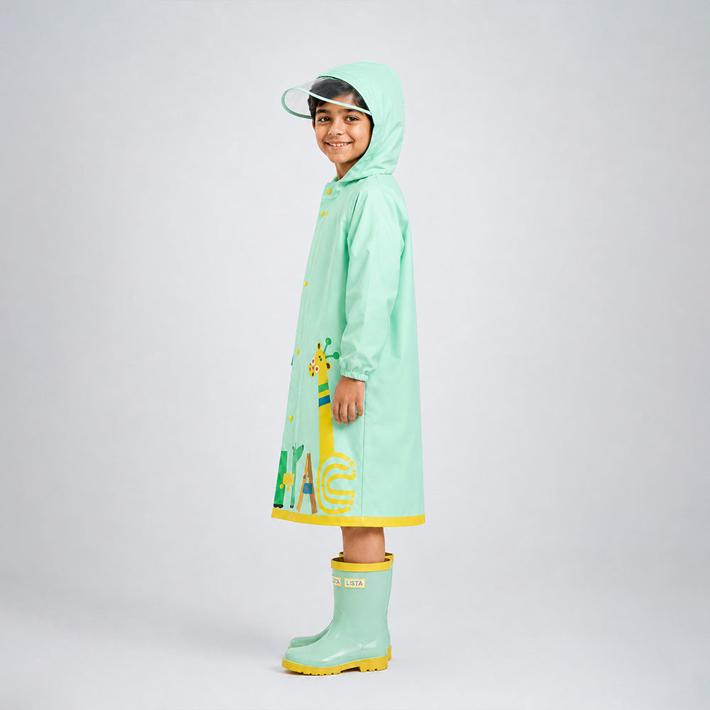 Giraffe Knee Length Raincoat for Kids