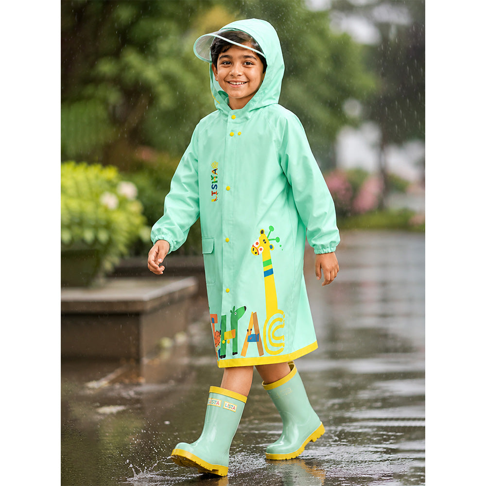 Giraffe Knee Length Raincoat for Kids