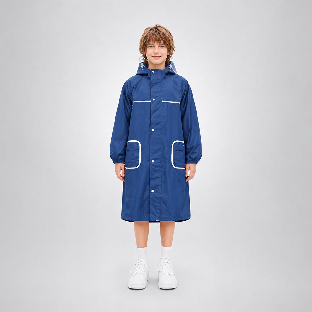Pocket Patch long Length Raincoat for Kids & Teens