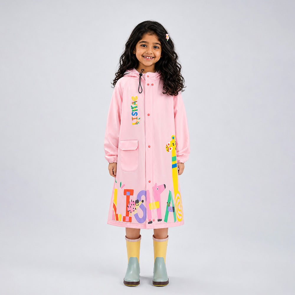 Giraffe Knee Length Raincoat for Kids
