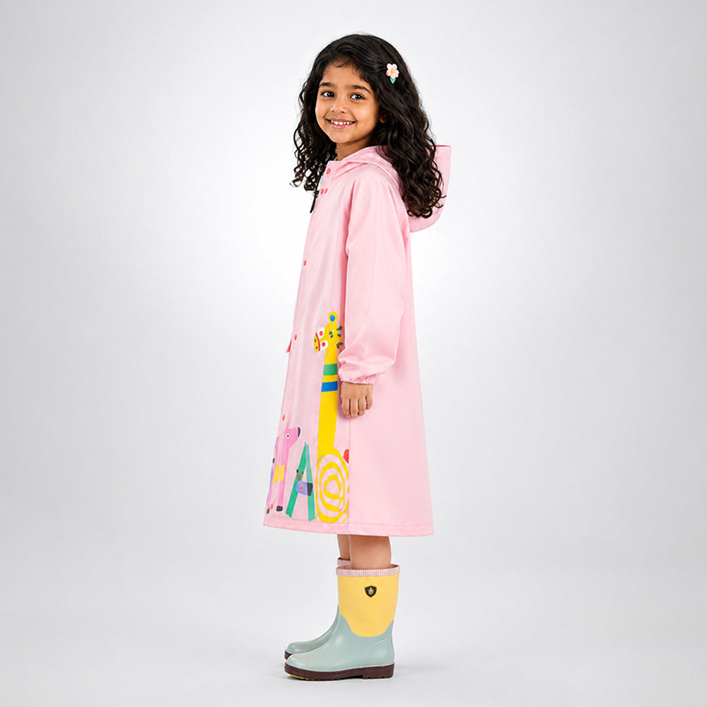 Giraffe Knee Length Raincoat for Kids