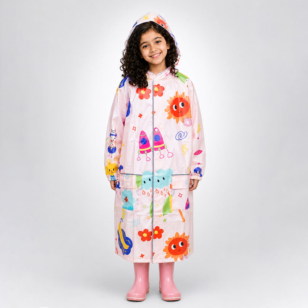 Sunshine Doodle  Knee-Length Raincoat for Kids - 4 to 8 Years