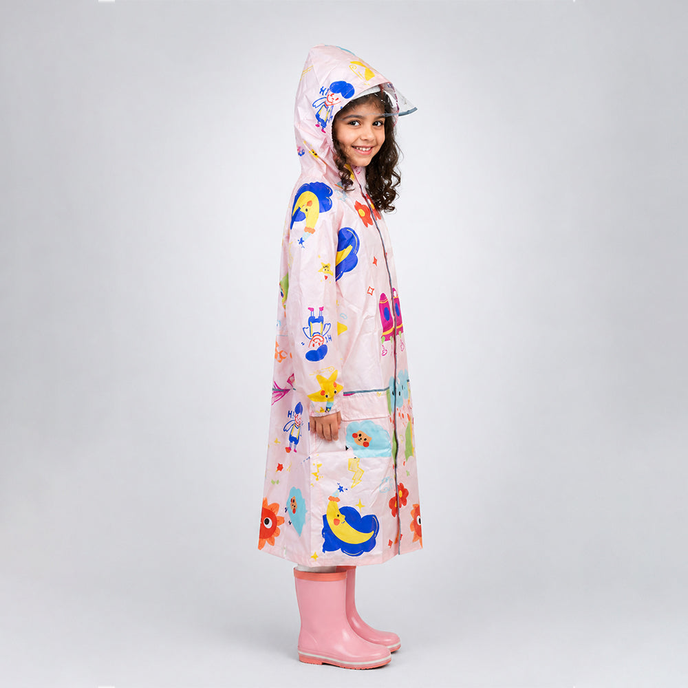 Sunshine Doodle  Knee-Length Raincoat for Kids - 4 to 8 Years