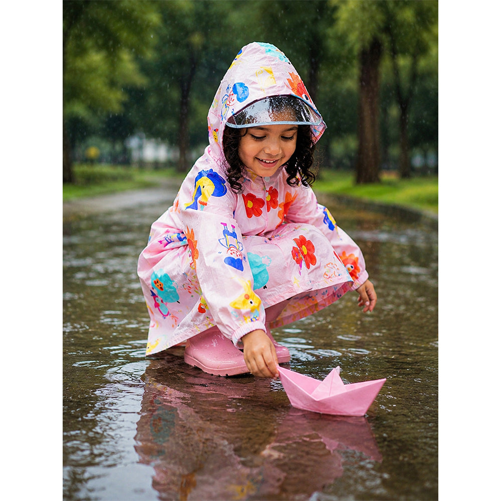 Sunshine Doodle  Knee-Length Raincoat for Kids - 4 to 8 Years