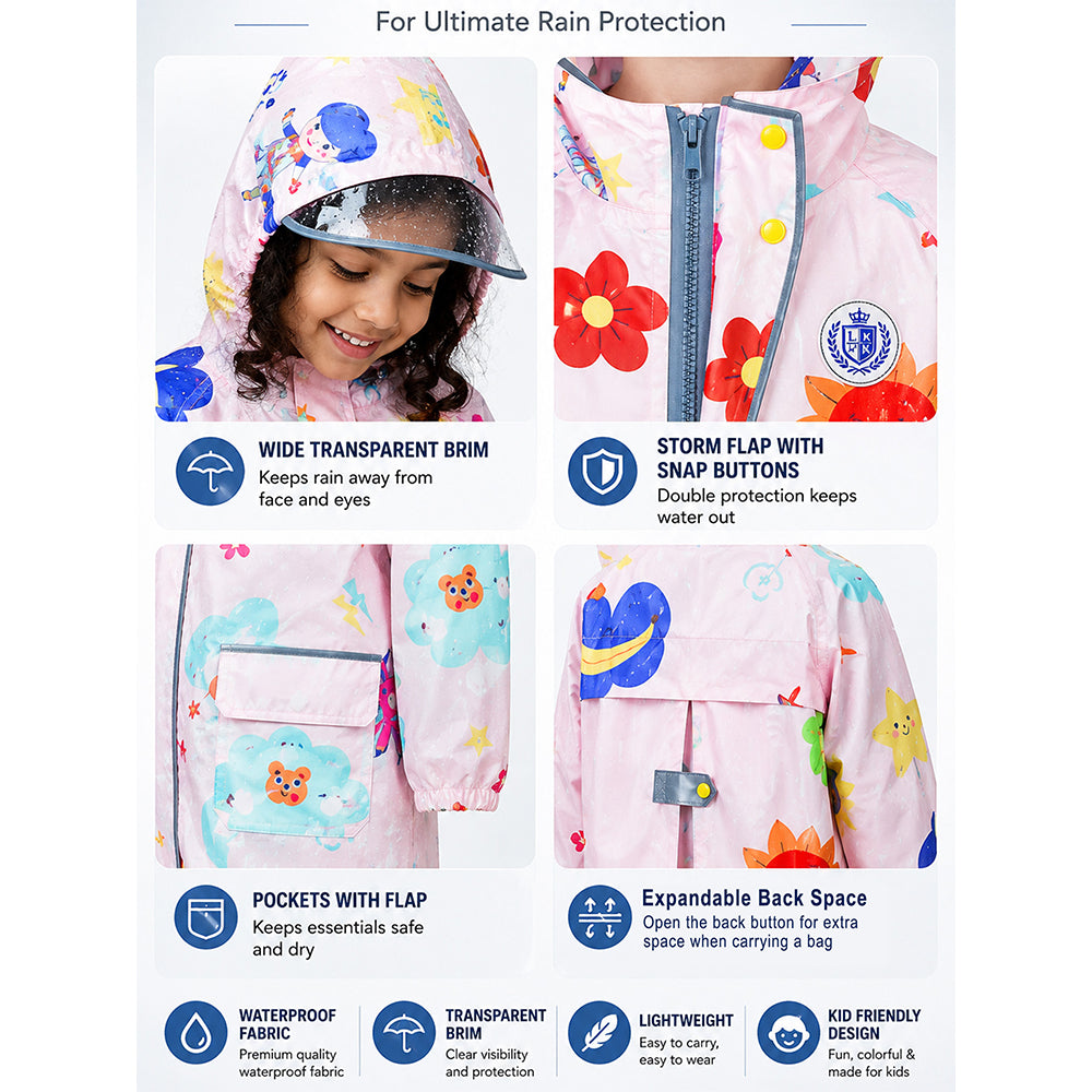 Sunshine Doodle  Knee-Length Raincoat for Kids - 4 to 8 Years