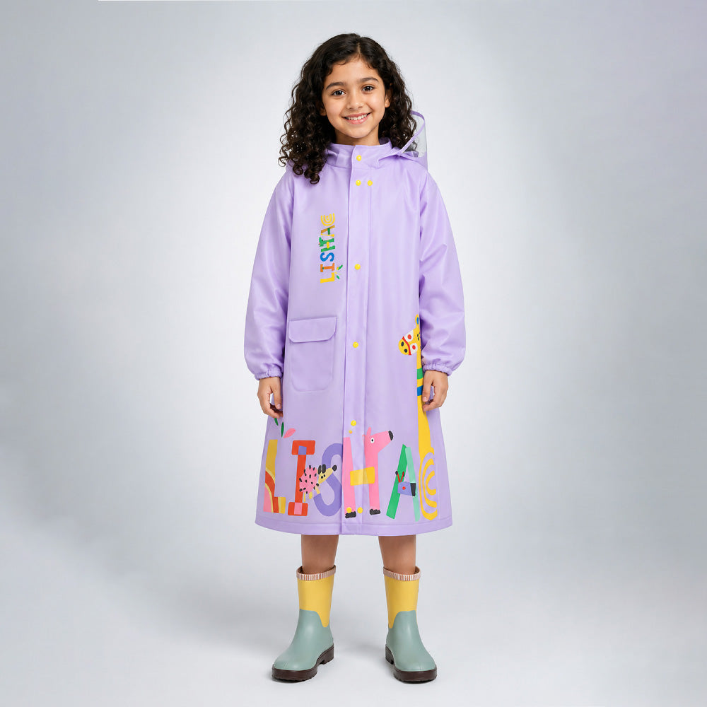 Giraffe Knee Length Raincoat for Kids