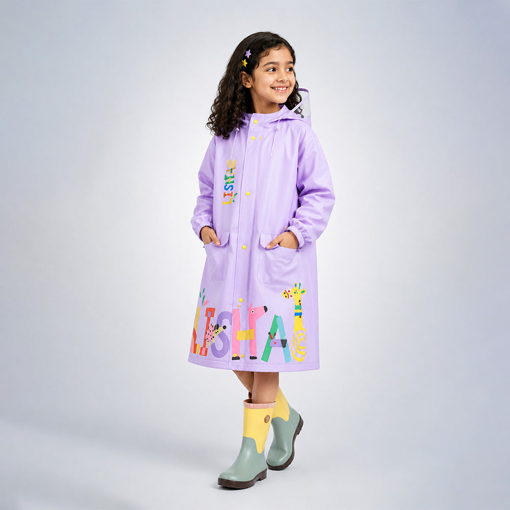 Giraffe Knee Length Raincoat for Kids