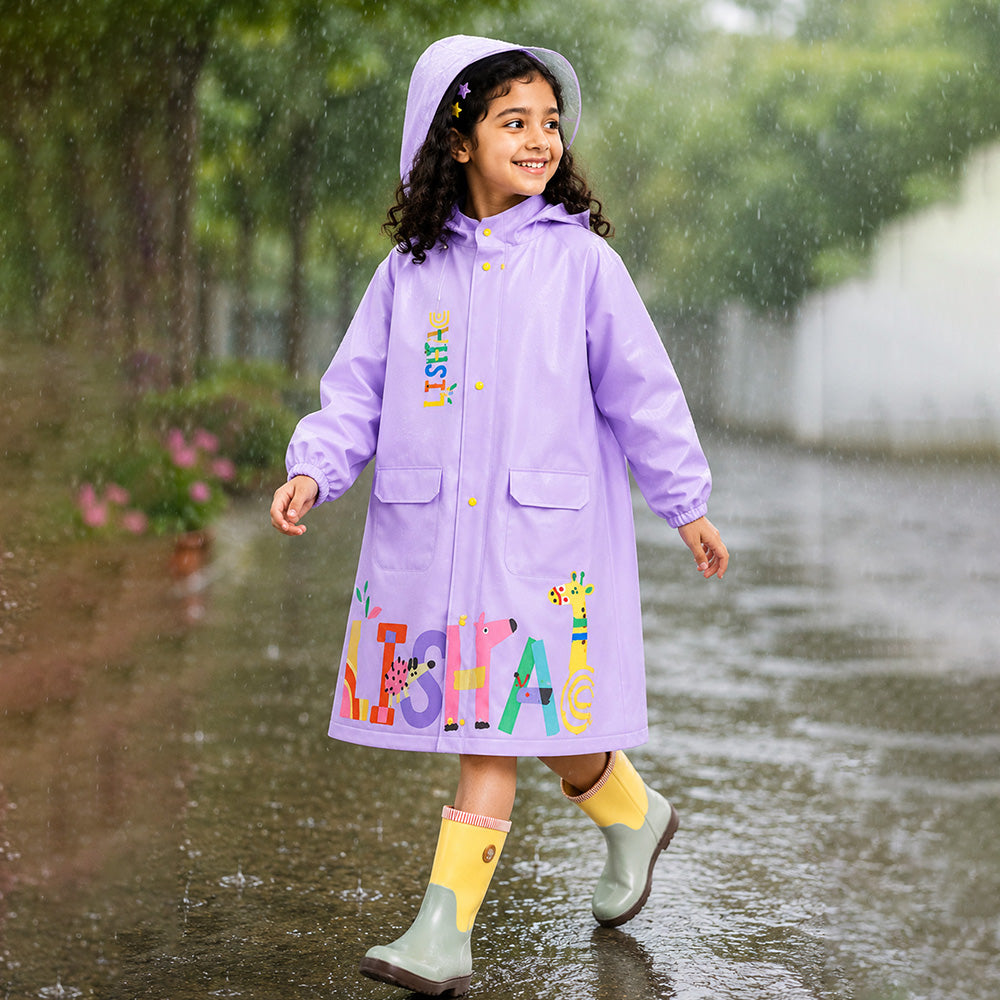 Giraffe Knee Length Raincoat for Kids