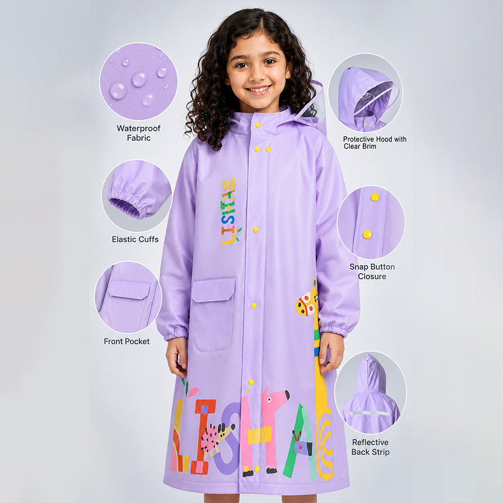 Giraffe Knee Length Raincoat for Kids