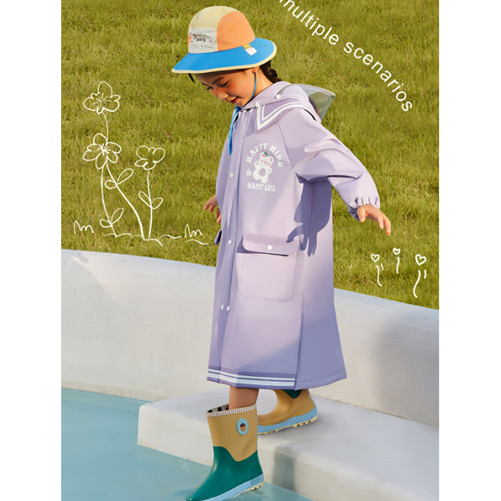 Little Surprise Box, Japanese Style  Purple Sailor Collar Raincoat For Kids & Teens