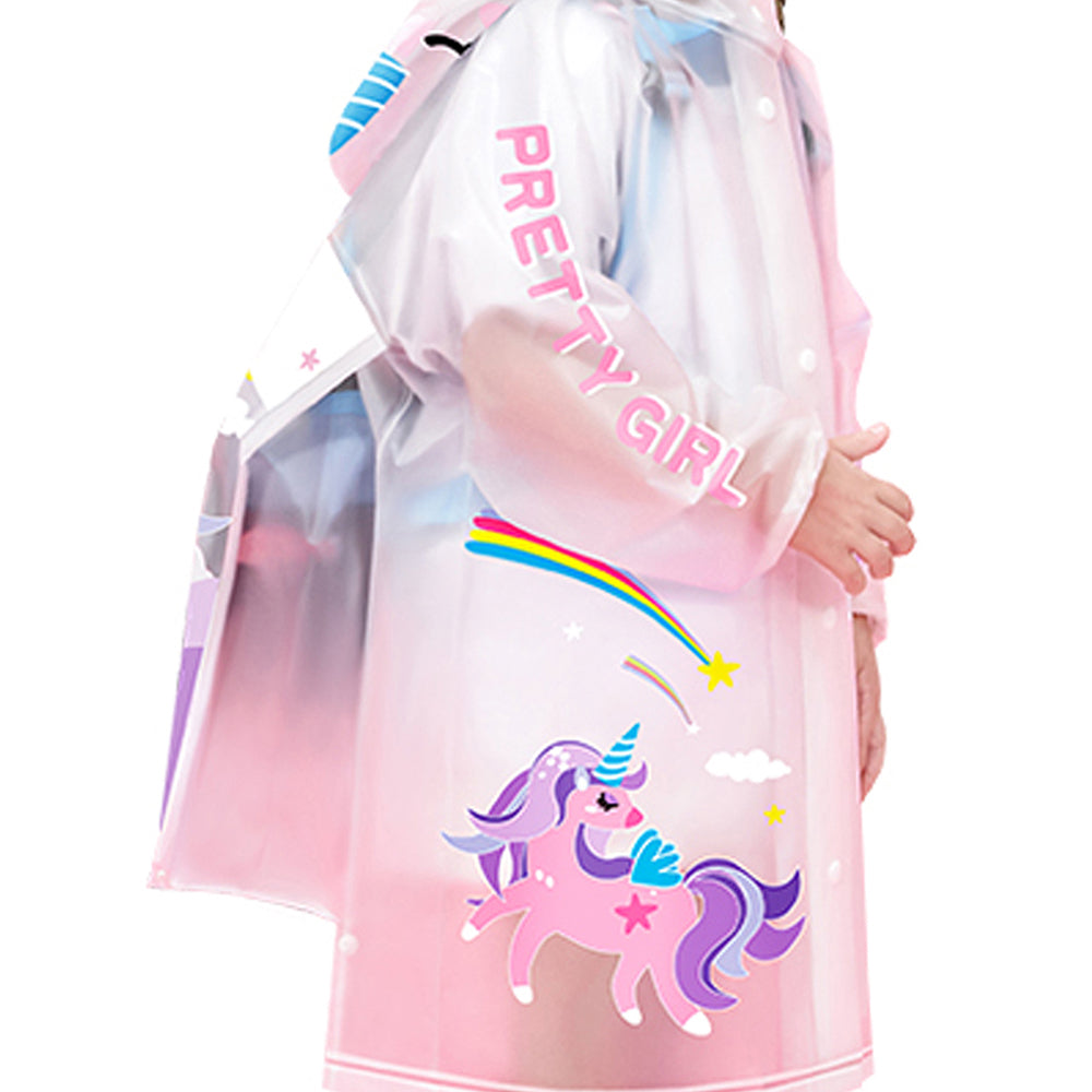 Little Surprise Box Pink Unicorn print Translucent Raincoat For Kids