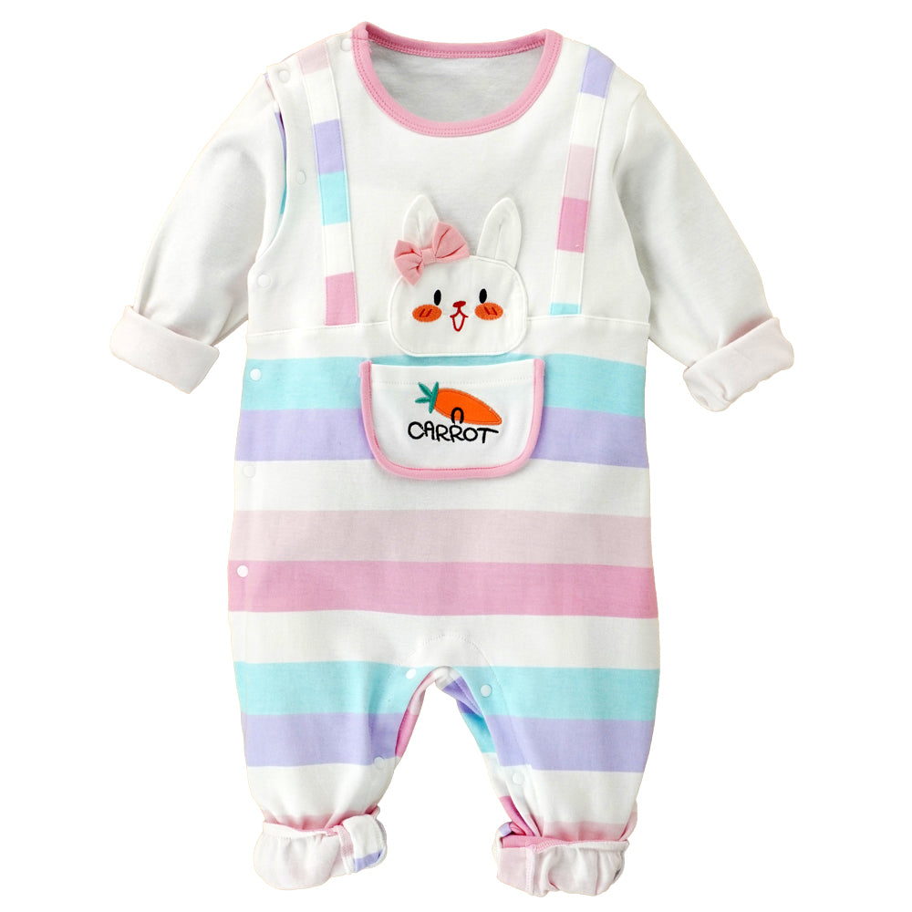 Little Surprise Box, Carrot Rabbit Theme Full Sleeves Jumpsuit Romper For Tiny Toddlers