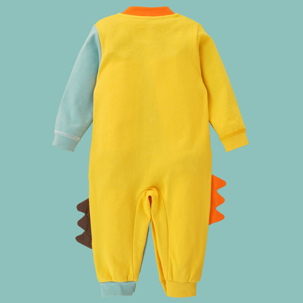 Little Surrpise Box, Giraffe & Dino Colorblock Full Sleeves Jumpsuit Romper For Tiny Toddlers