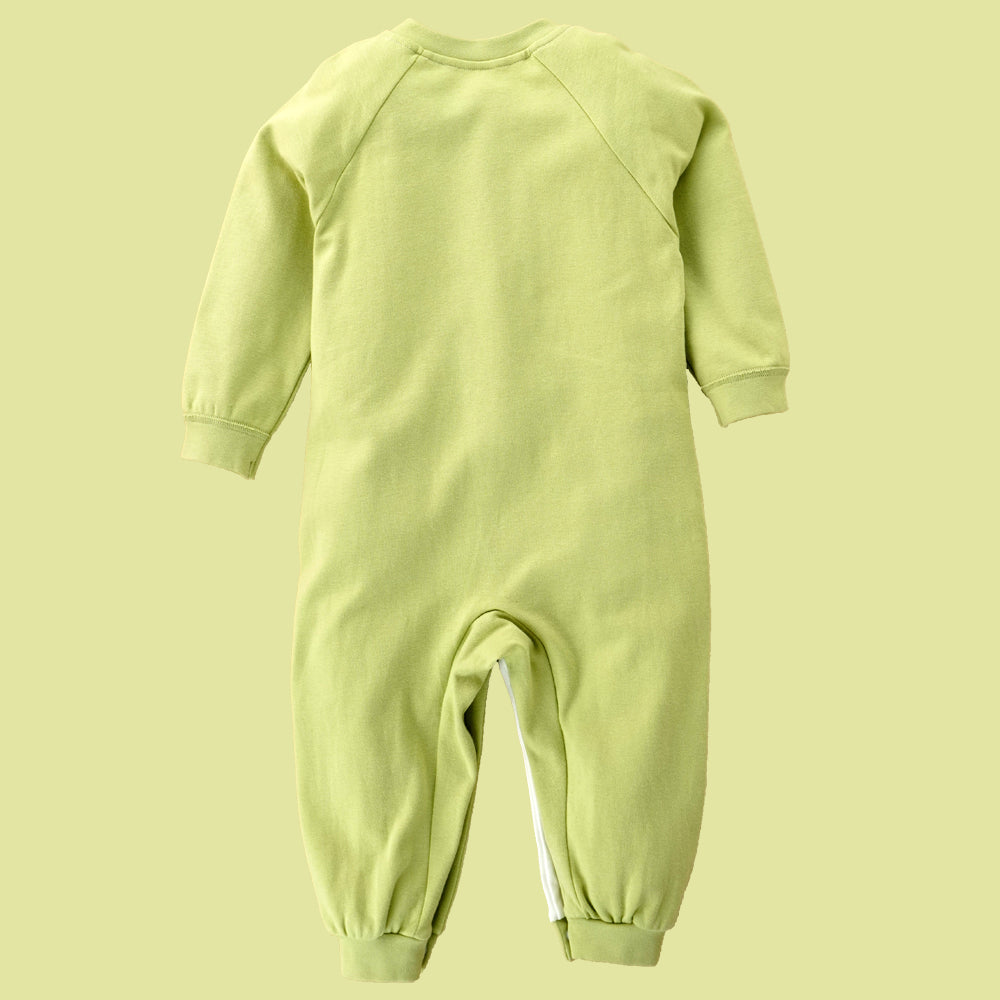 Little Surprise Box, Green Panda Full Sleeves Jumpsuit Style Romper For Tiny Toddlers