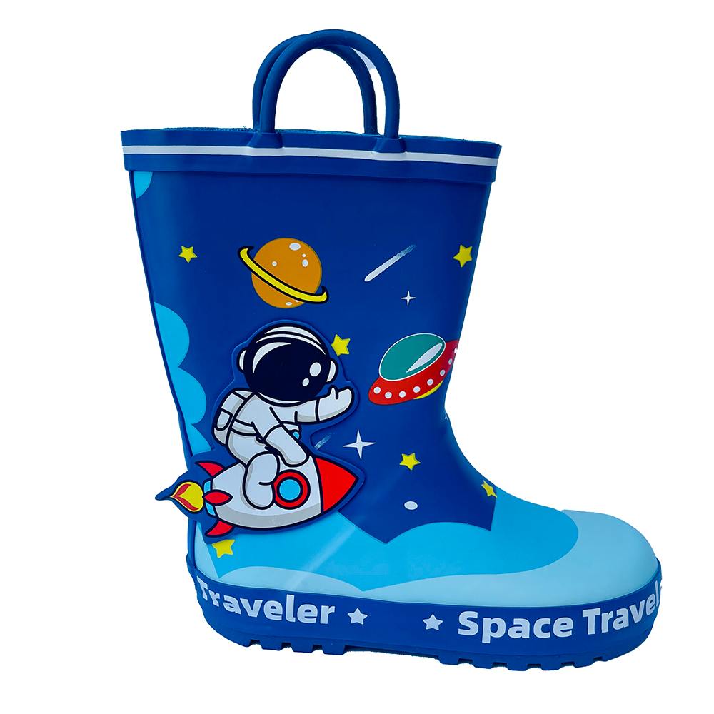 Space Traveller Waterproof Flexible Rubber Rain Gumboots For Kids,Blue
