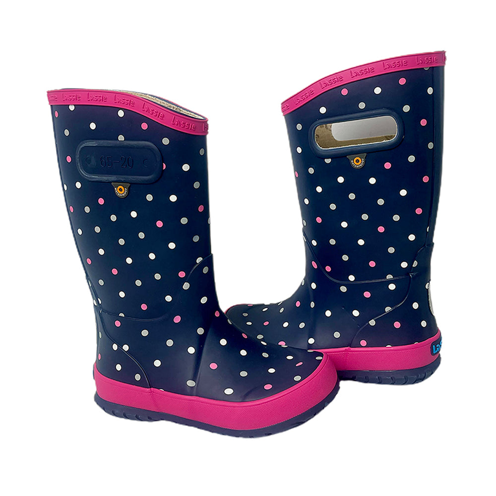 Little Surprise Box Ms. Dotty Curve ,  Flexible Rubber Rain Gumboots for Toddlers and Kids