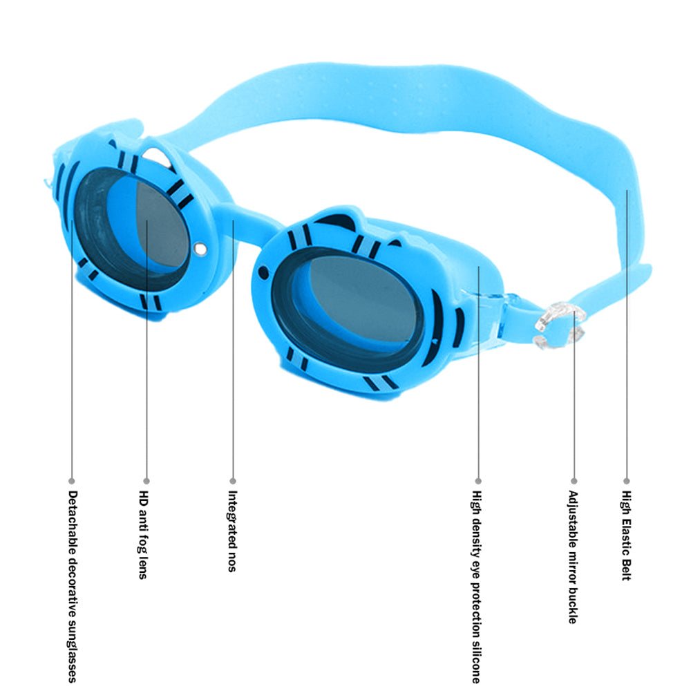 Blue Fish Dual Glass Frame Sun Protection & Swimming Goggles For Kids, UV Protected And Anti Fog