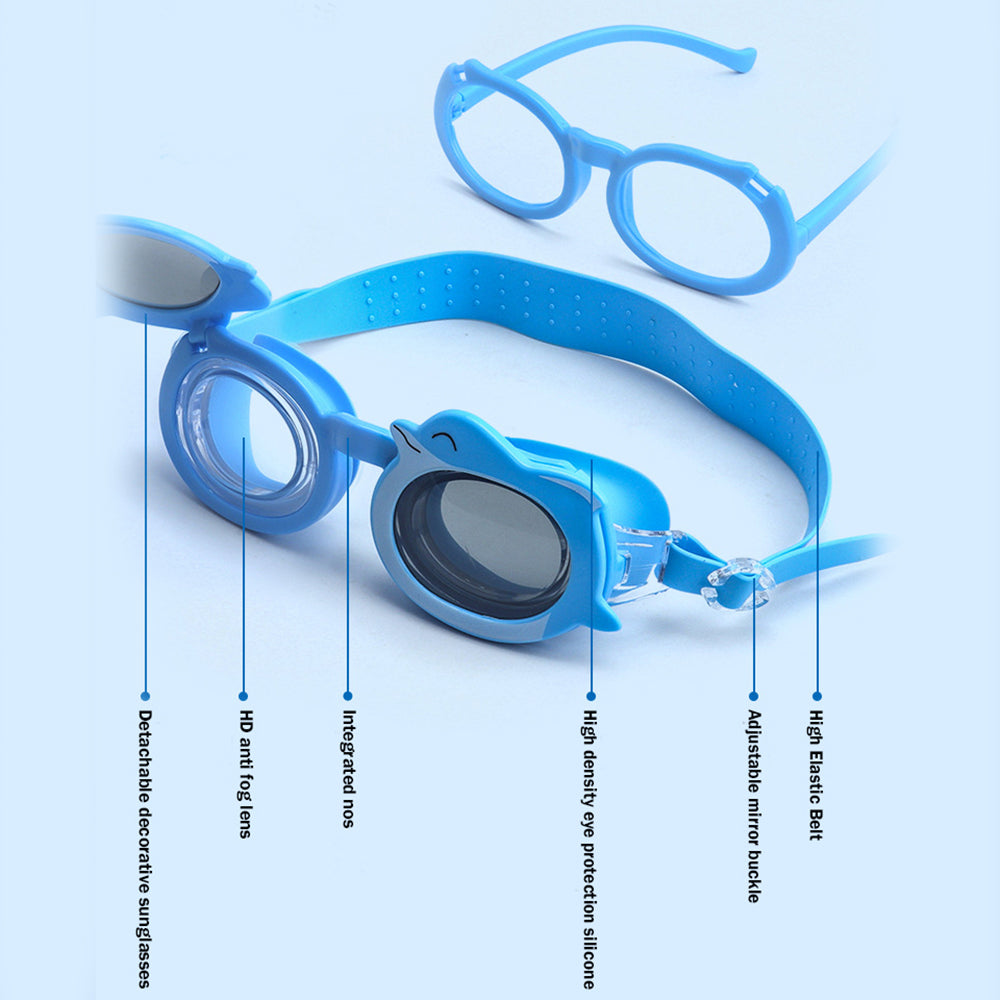 Blue Whale Dual Glass Frame Sun protection & Swimming Goggles For Kids, UV Protected And Anti Fog