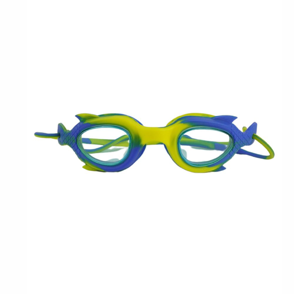 Yellow & Blue Fishtail Designed Frame, Anti Fog UV Protection Leakproof Design Swim Goggles for Kids, 3 years - 8 years