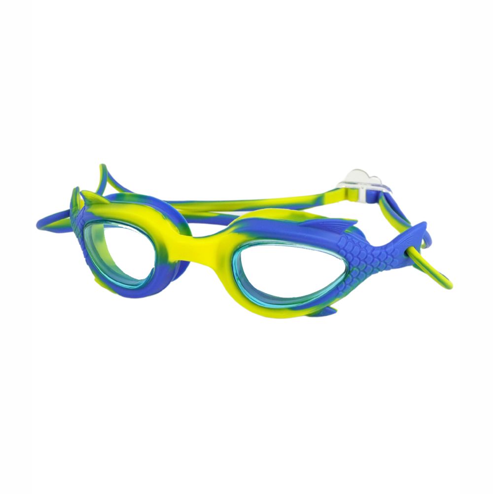 Yellow & Blue Fishtail Designed Frame, Anti Fog UV Protection Leakproof Design Swim Goggles for Kids, 3 years - 8 years