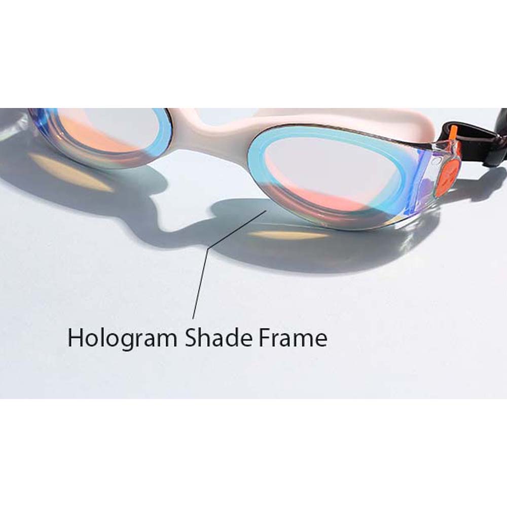 Little Surprise Box, White & Orange  Hologram UV protected Unisex Swimming Goggles for Kids and Teens