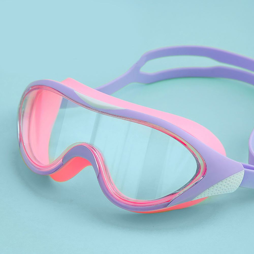 Pink Big Frame UV Protected Anti-Fog Unisex Swimming Goggles For Kids.