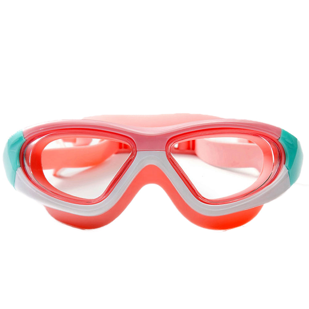 White Bordered Pink Anti Fog UV Protection Leakproof Design Swim Goggles for Kids,4yrs  - 10yrs