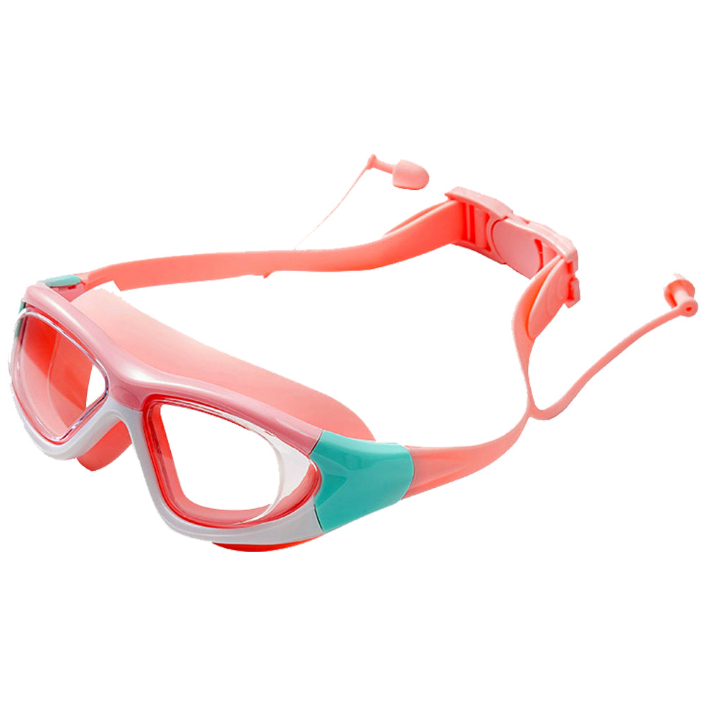 White Bordered Pink Anti Fog UV Protection Leakproof Design Swim Goggles for Kids,4yrs  - 10yrs