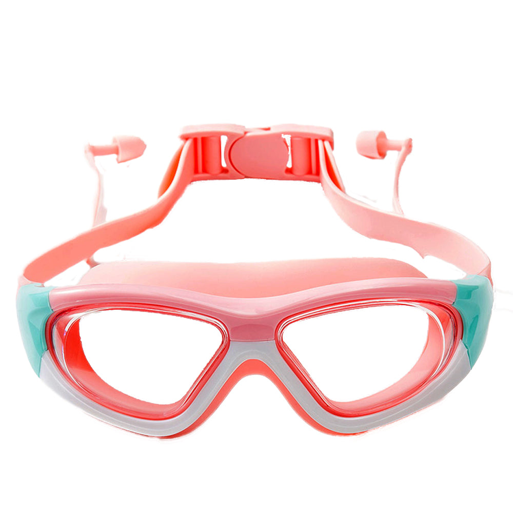 White Bordered Pink Anti Fog UV Protection Leakproof Design Swim Goggles for Kids,4yrs  - 10yrs