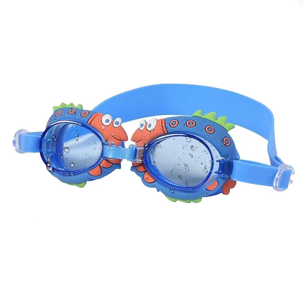 Dark Blue Spiky Frame UV protected Anti-Fog Unisex Swimming Goggles For Kids.