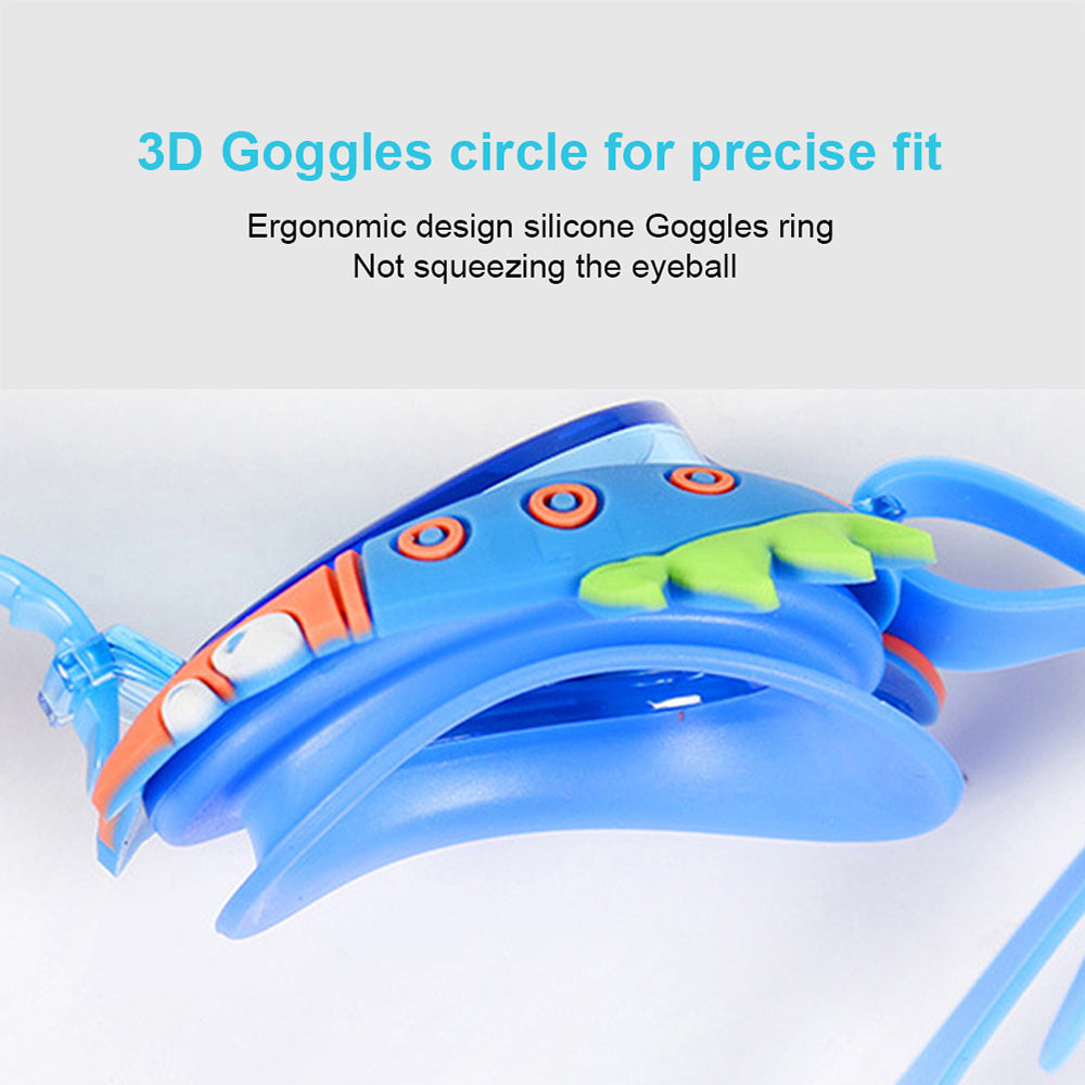 Dark Blue Spiky Frame UV protected Anti-Fog Unisex Swimming Goggles For Kids.