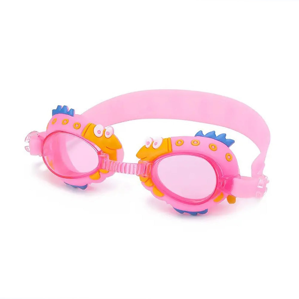 Pink Spiky Fish Frame UV Protected Anti-Fog Unisex Swimming Goggles For Kids.