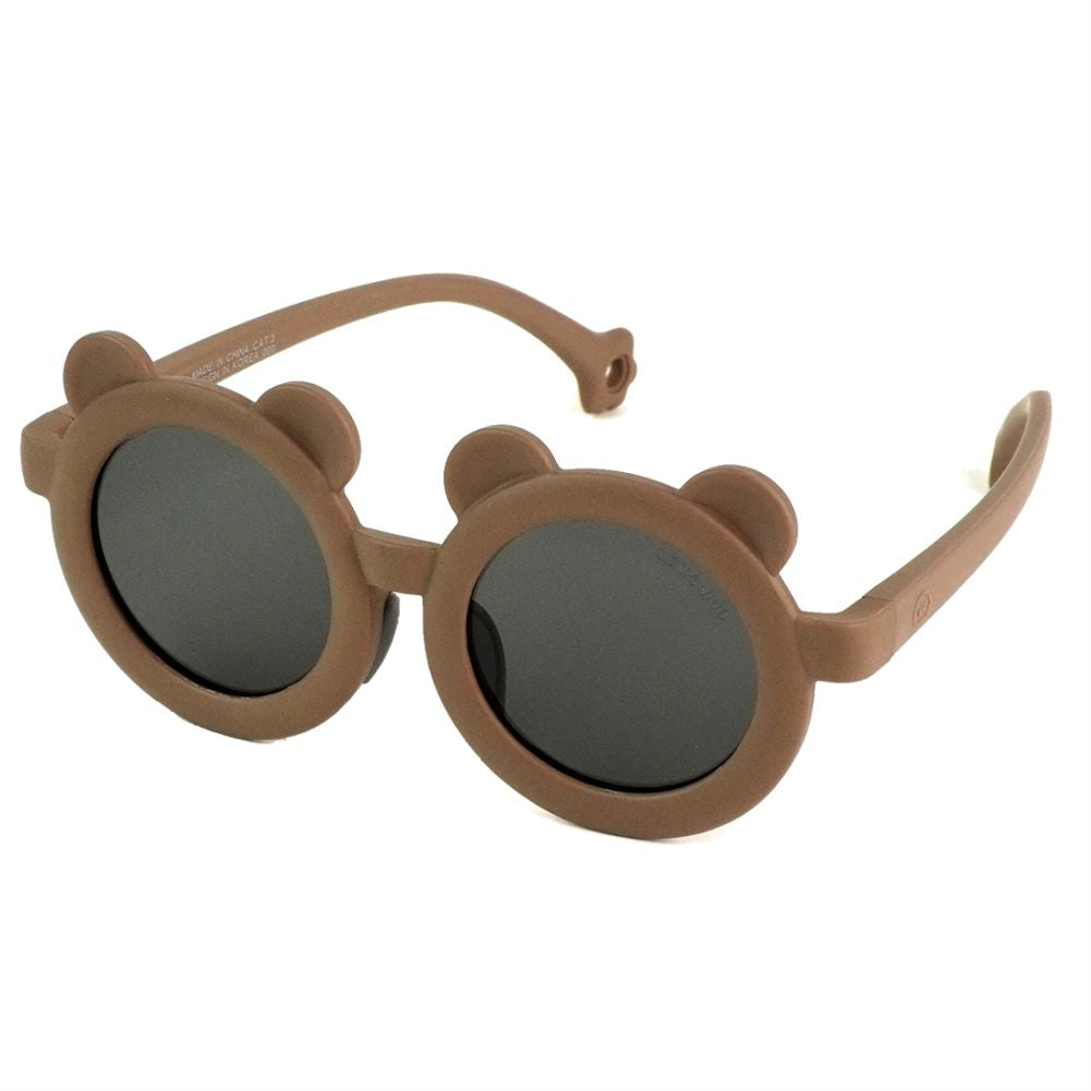 2d Ear Brown Frame Anti Ultraviolet Unisex Sunglasses for Toddlers with Satin Storage Pouch