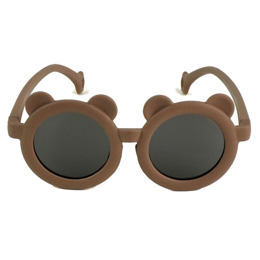 2d Ear Brown Frame Anti Ultraviolet Unisex Sunglasses for Toddlers with Satin Storage Pouch