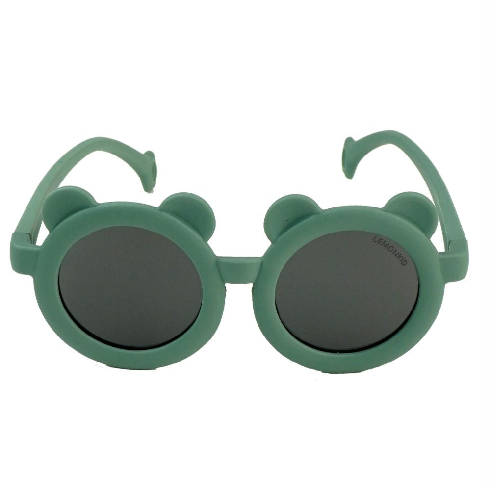 2d Ear Green Frame Anti Ultraviolet Unisex Sunglasses for Toddlers with Satin Storage Pouch