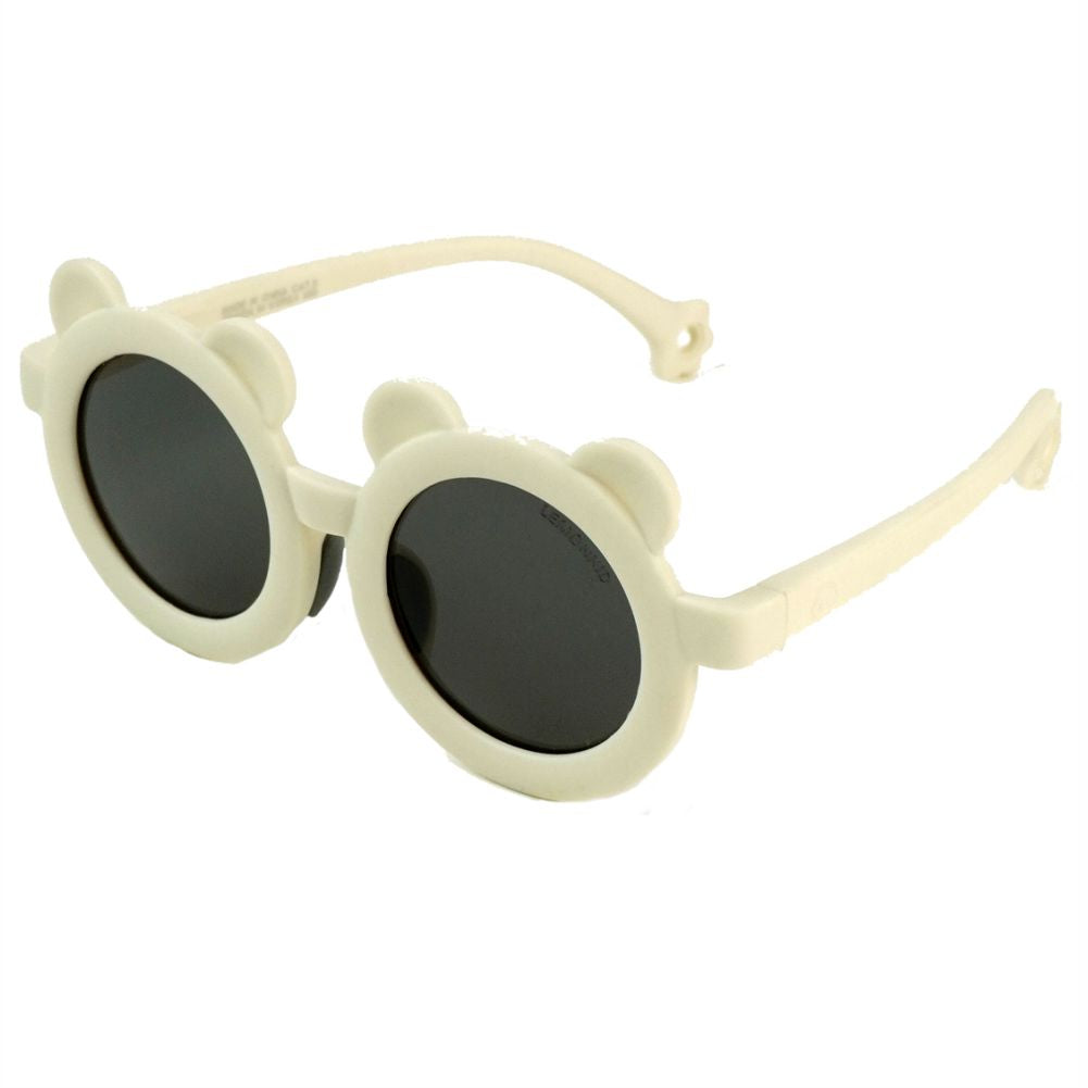 2d Ear White Frame Anti Ultraviolet Unisex Sunglasses for Toddlers with Satin Storage Pouch