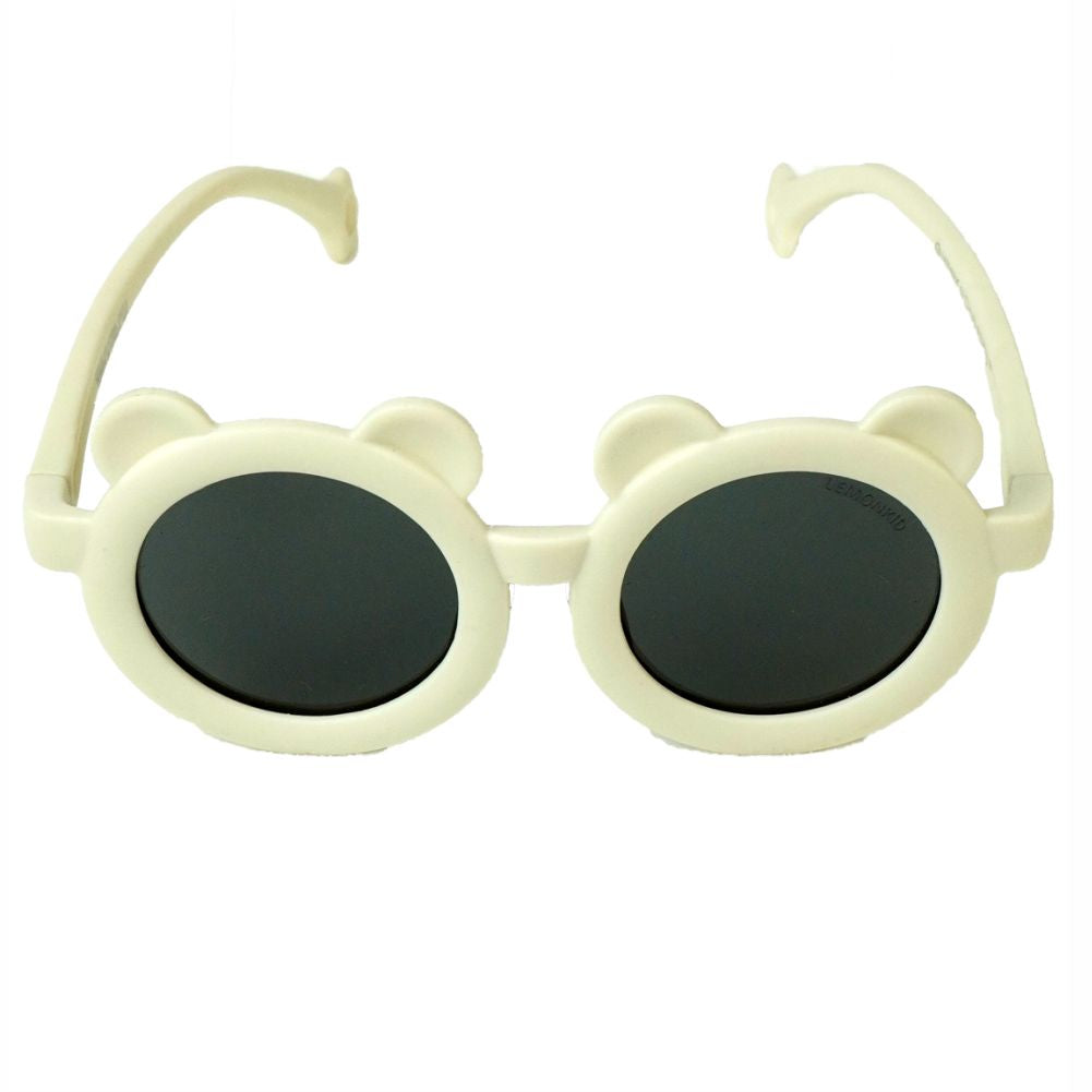 2d Ear White Frame Anti Ultraviolet Unisex Sunglasses for Toddlers with Satin Storage Pouch