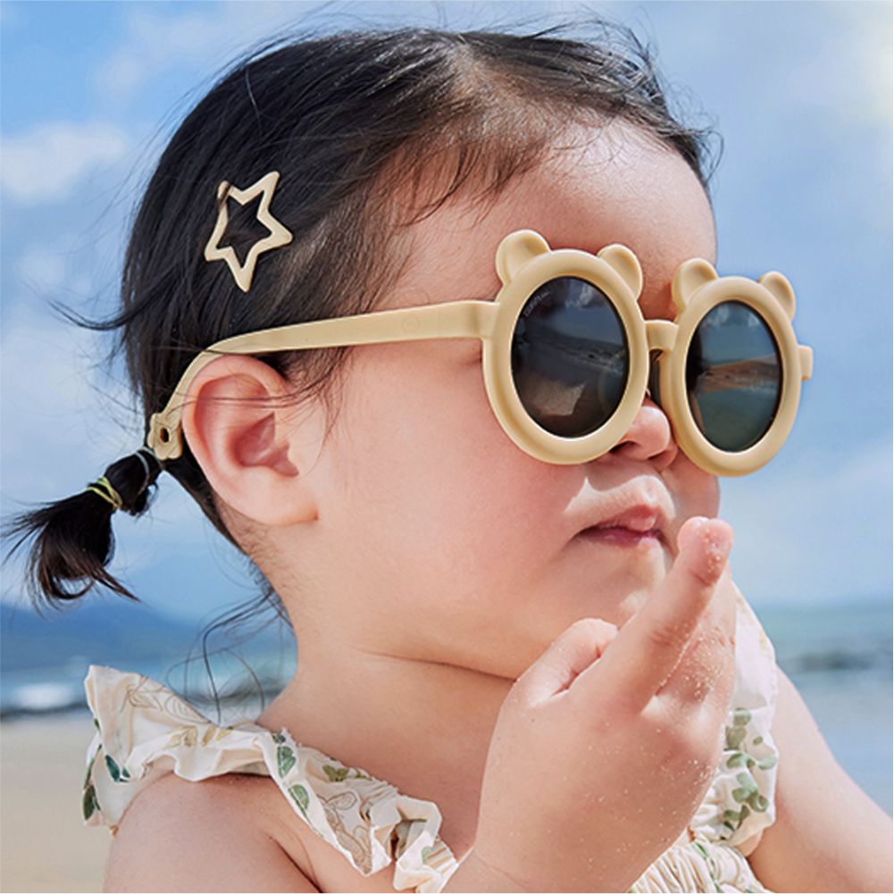 2d Ear Yellow Frame Anti Ultraviolet Unisex Sunglasses for Toddlers with Satin Storage Pouch