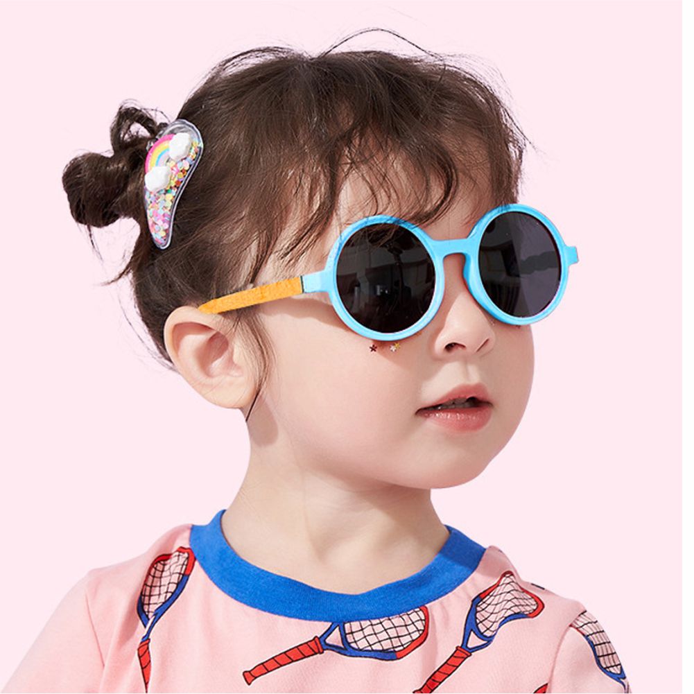 Blue Frame with Orange Arms, Anti Ultraviolet Unisex Sunglasses for Toddlers with Hardcase Storage