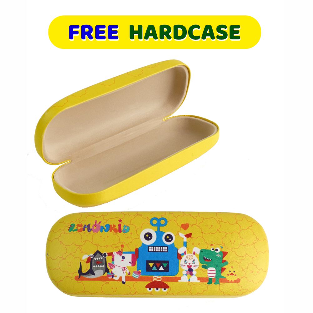 Blue Frame with Yellow Arms, Anti Ultraviolet Unisex Sunglasses for Toddlers with Hardcase Storage