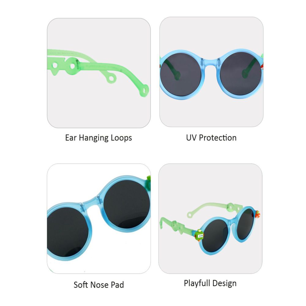 3Fold Blue Translucent 3d element Frame Anti Ultraviolet Unisex Sunglasses for Toddlers with Pouch Hardcase Storage