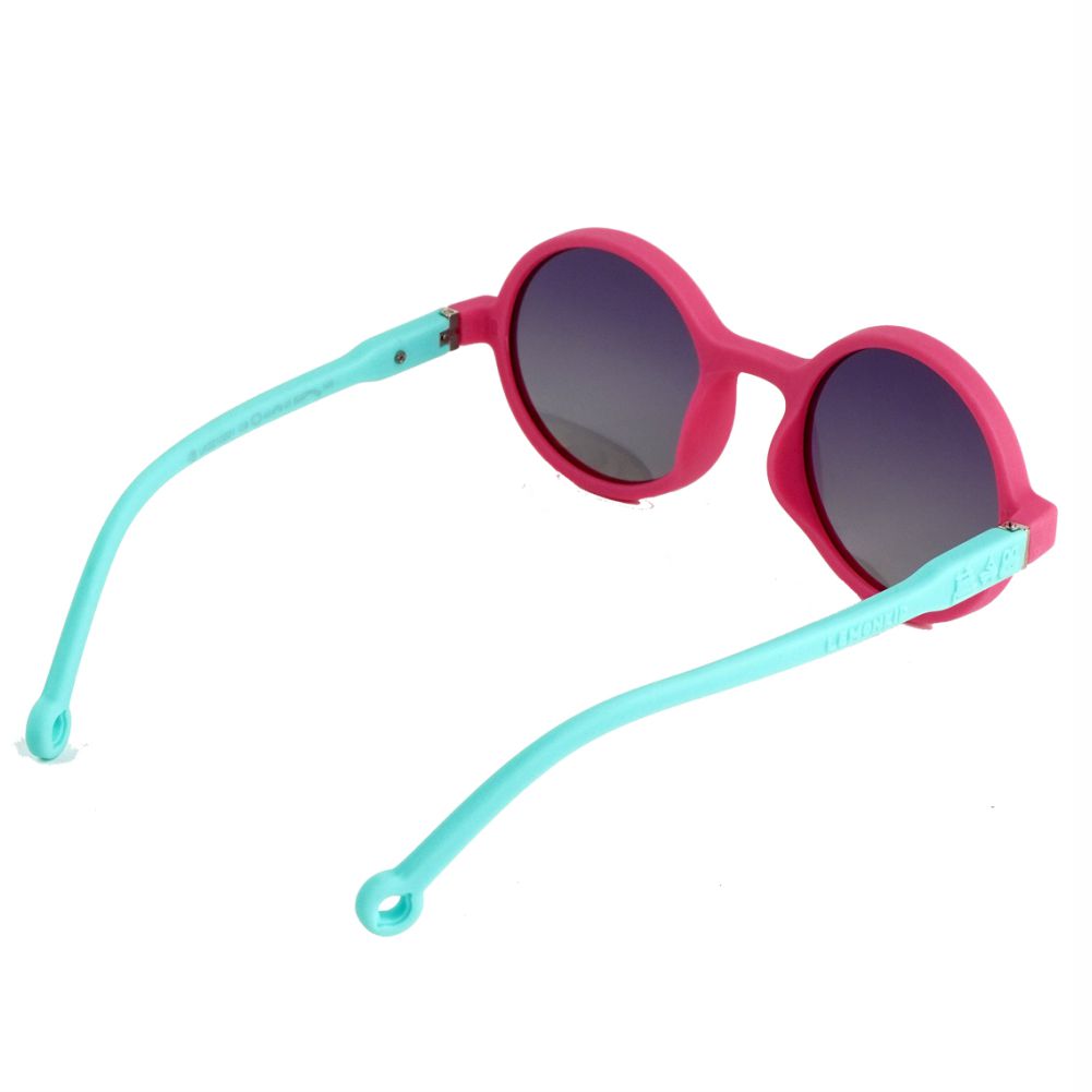 Pink Frame with Teal Arms, Anti Ultraviolet Girls Sunglasses for Toddlers with Hardcase Storage