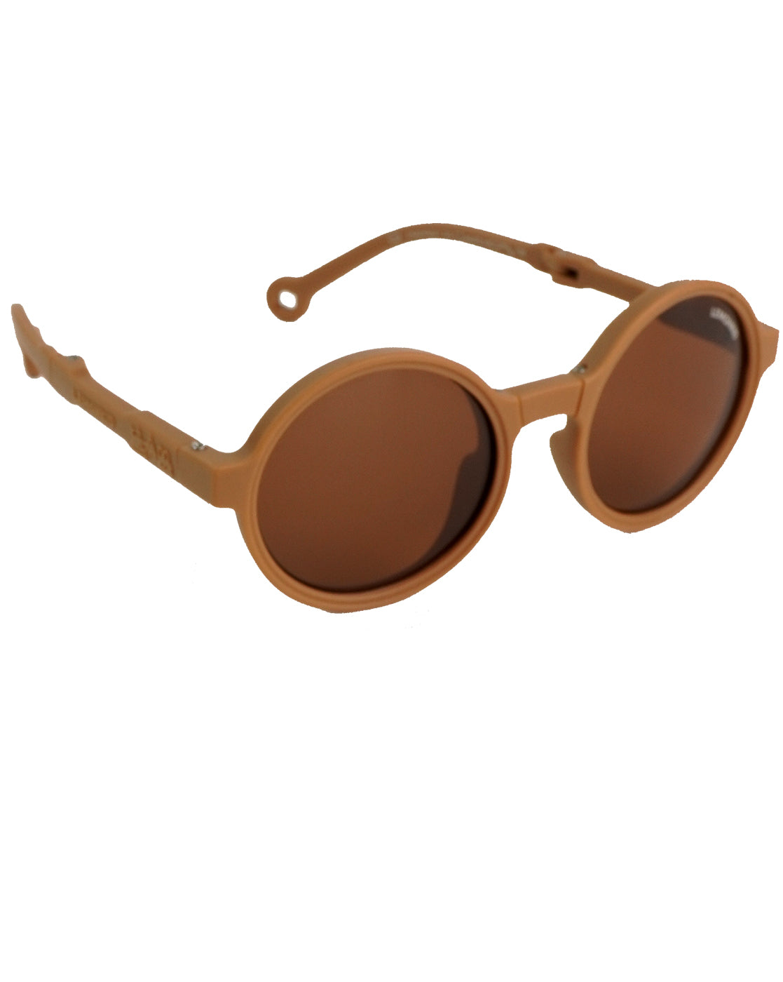 3Fold Round Mocca Brown Frame Anti Ultraviolet Unisex Sunglasses for Toddlers with Pouch Hardcase Storage