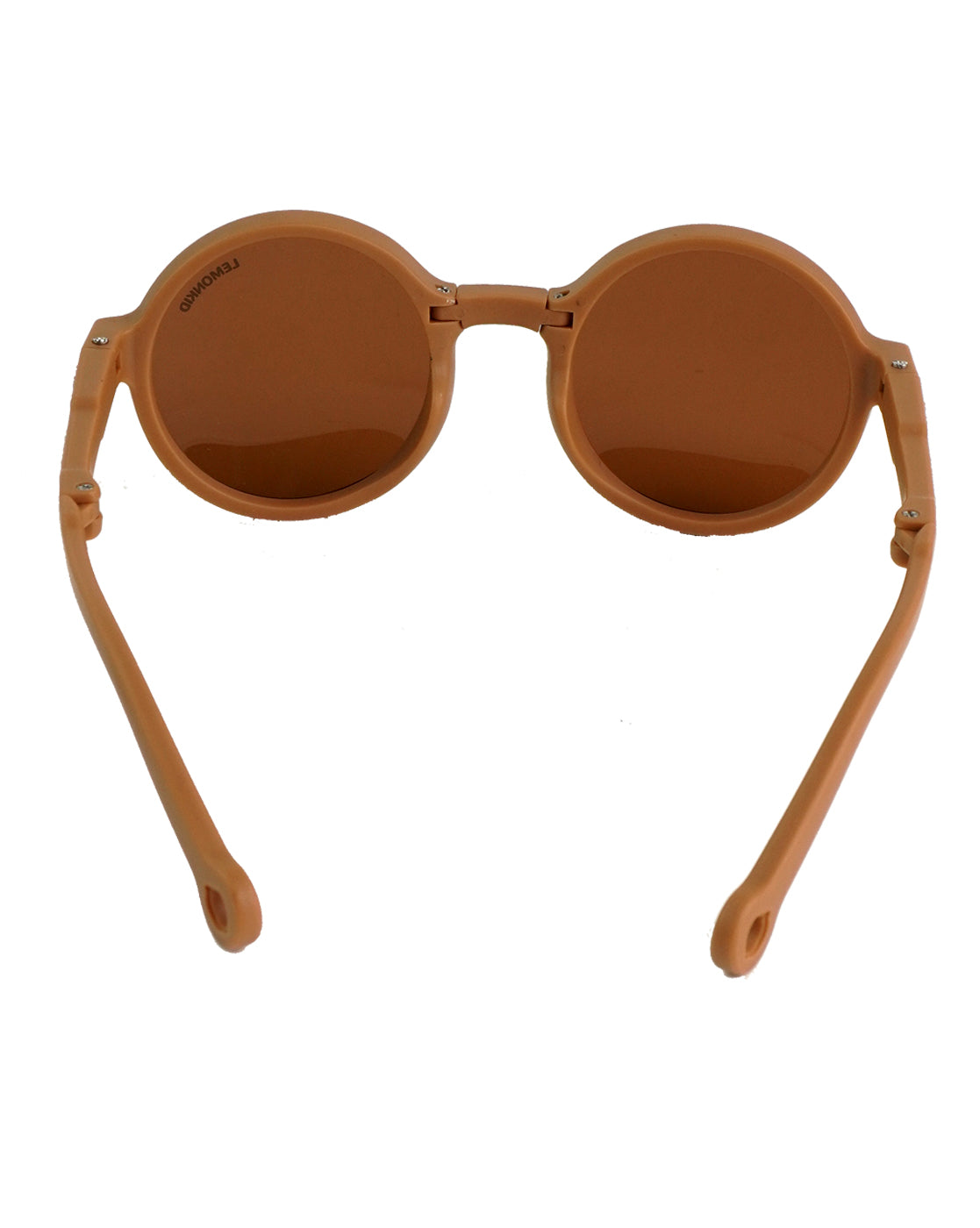 3Fold Round Mocca Brown Frame Anti Ultraviolet Unisex Sunglasses for Toddlers with Pouch Hardcase Storage