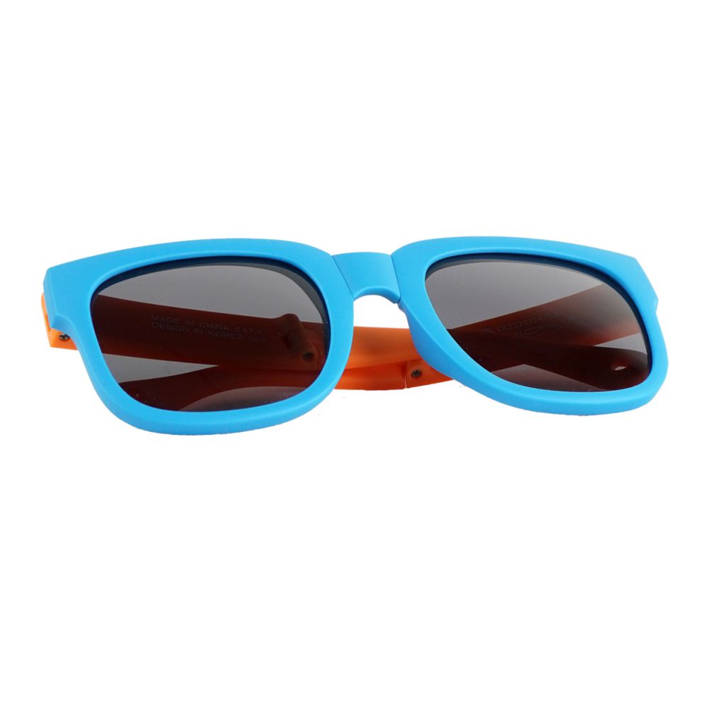 3Fold Square BlueFrame Anti Ultraviolet Unisex Sunglasses for Toddlers with Pouch Hardcase Storage