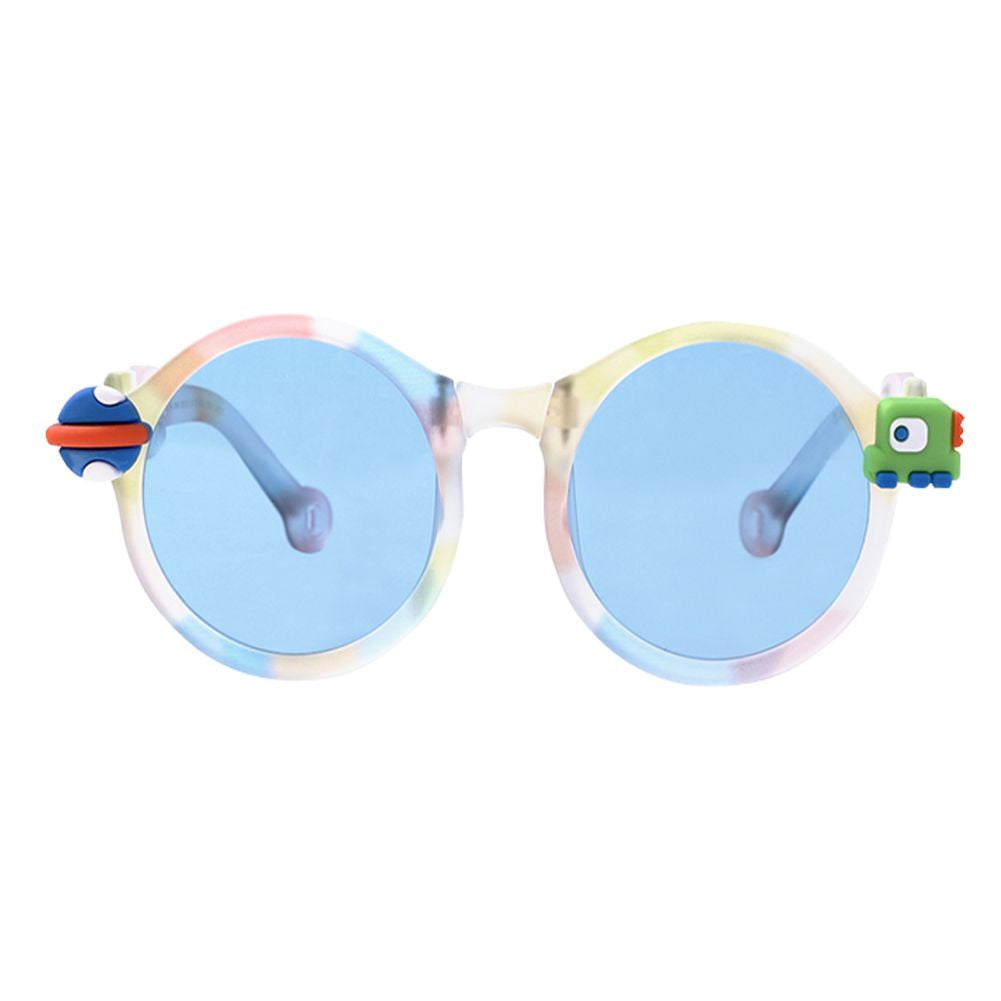 3Fold White Translucent 3d element Frame Anti Ultraviolet Unisex Sunglasses for Toddlers with Pouch Hardcase Storage