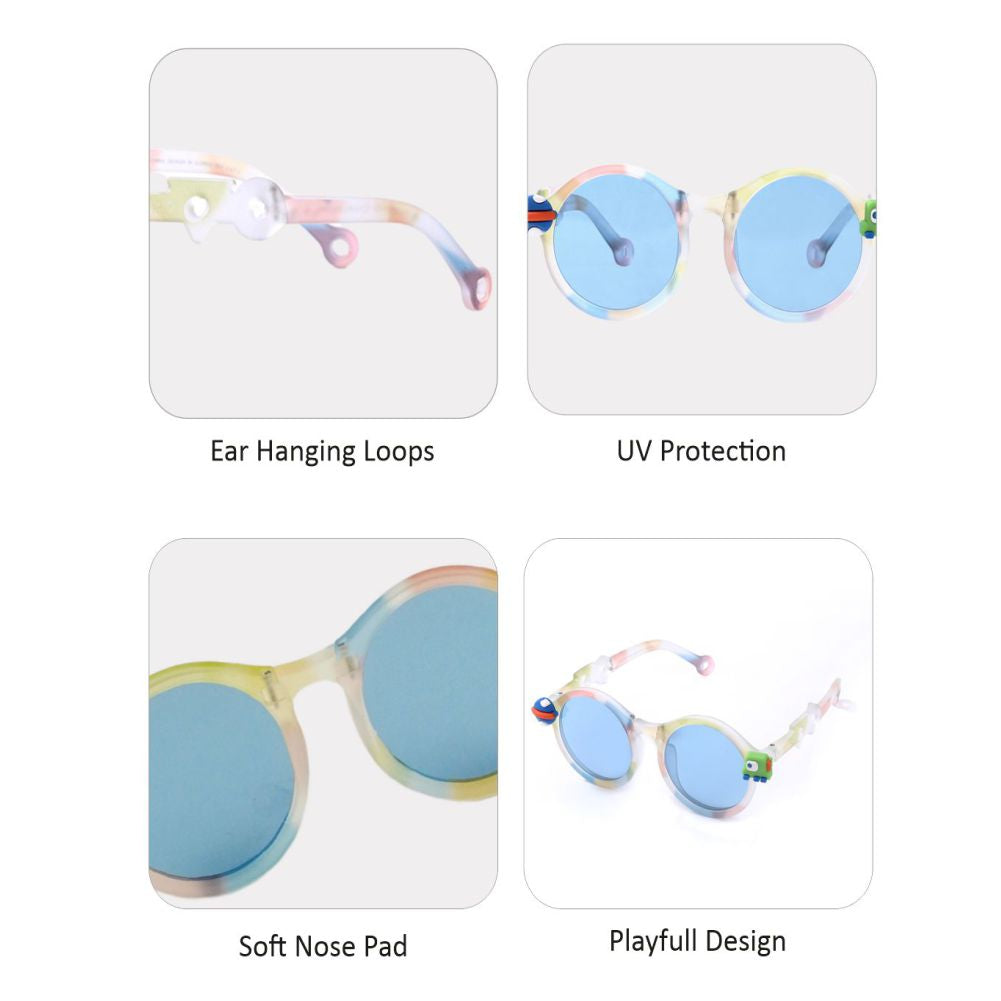 3Fold White Translucent 3d element Frame Anti Ultraviolet Unisex Sunglasses for Toddlers with Pouch Hardcase Storage