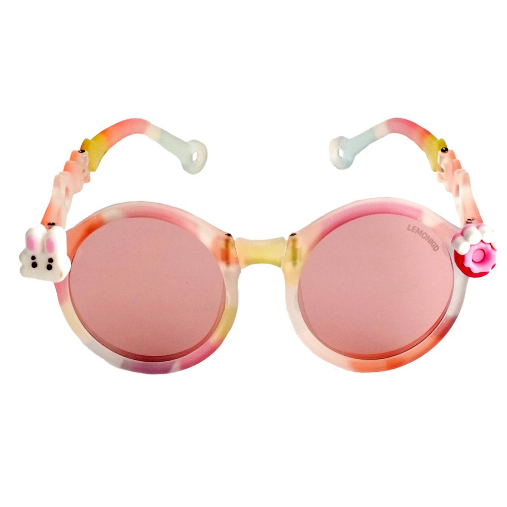 3Fold Pink Translucent 3d element Frame Anti Ultraviolet Unisex Sunglasses for Toddlers with Pouch Hardcase Storage