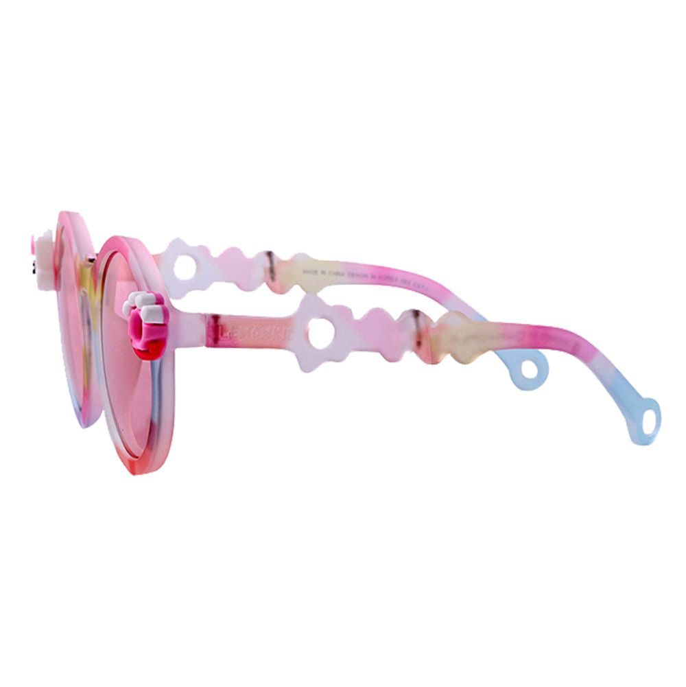 3Fold Pink Translucent 3d element Frame Anti Ultraviolet Unisex Sunglasses for Toddlers with Pouch Hardcase Storage